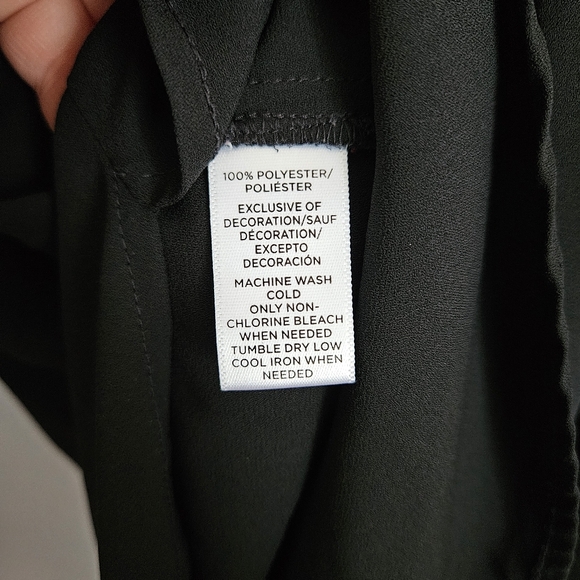 LOFT Flowy Black Long Sleeve Boho Wide Neck Semi-sheer Oversized Blouse Size L - Picture 5 of 6